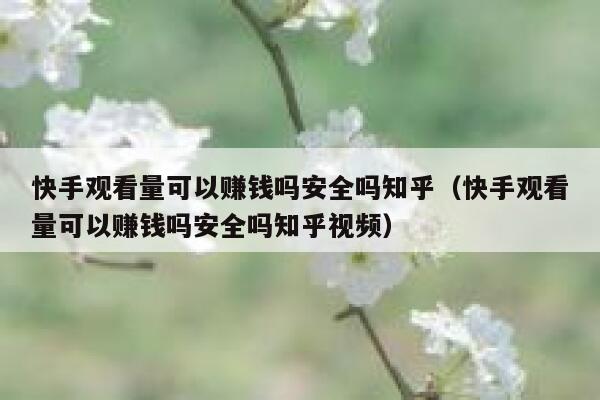 快手观看量可以赚钱吗安全吗知乎（快手观看量可以赚钱吗安全吗知乎视频） 第1张