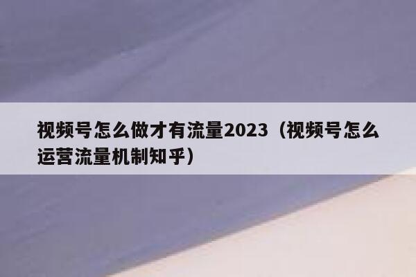 视频号怎么做才有流量2023（视频号怎么运营流量机制知乎） 第1张