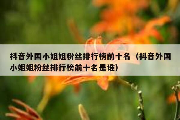 抖音外国小姐姐粉丝排行榜前十名（抖音外国小姐姐粉丝排行榜前十名是谁） 第1张