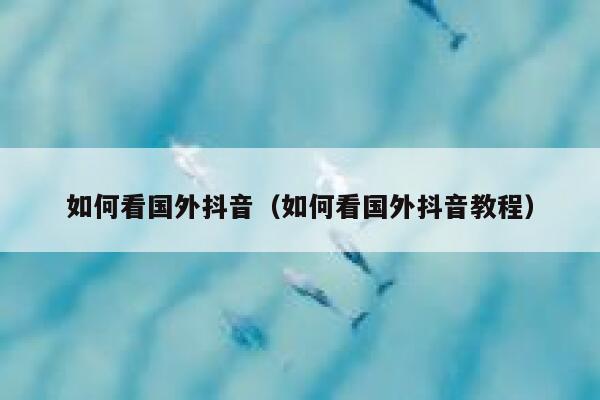 如何看国外抖音（如何看国外抖音教程） 第1张