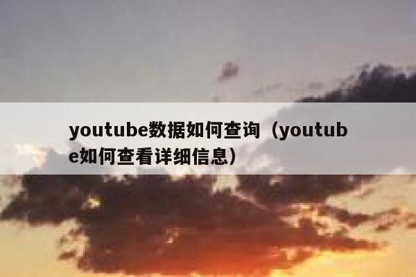 youtube数据如何查询（youtube如何查看详细信息） 第1张