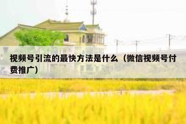 视频号引流的最快方法是什么（微信视频号付费推广） 第1张