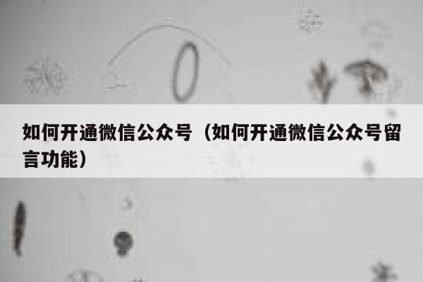 如何开通微信公众号（如何开通微信公众号留言功能） 第1张