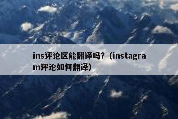 ins评论区能翻译吗?（instagram评论如何翻译） 第1张