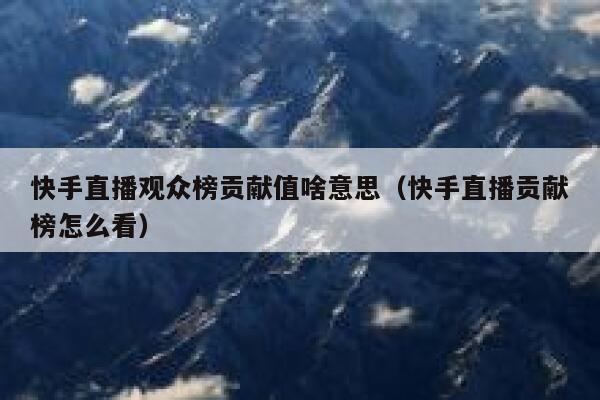 快手直播观众榜贡献值啥意思（快手直播贡献榜怎么看） 第1张