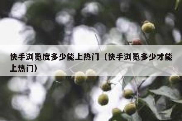 快手浏览度多少能上热门（快手浏览多少才能上热门） 第1张