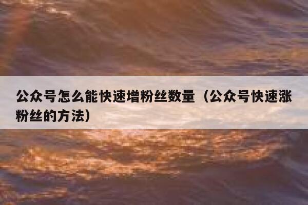 公众号怎么能快速增粉丝数量（公众号快速涨粉丝的方法） 第1张