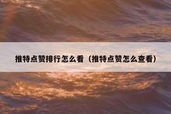 推特点赞排行怎么看（推特点赞怎么查看） 第1张