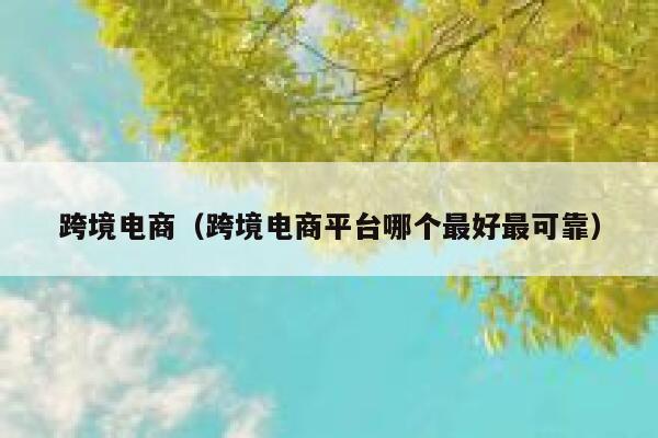 跨境电商（跨境电商平台哪个最好最可靠） 第1张