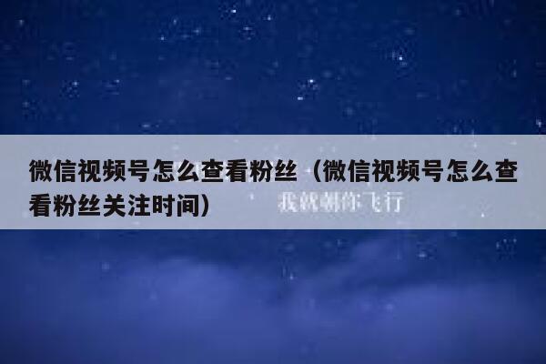 微信视频号怎么查看粉丝（微信视频号怎么查看粉丝关注时间） 第1张