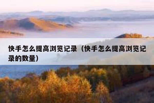 快手怎么提高浏览记录（快手怎么提高浏览记录的数量） 第1张