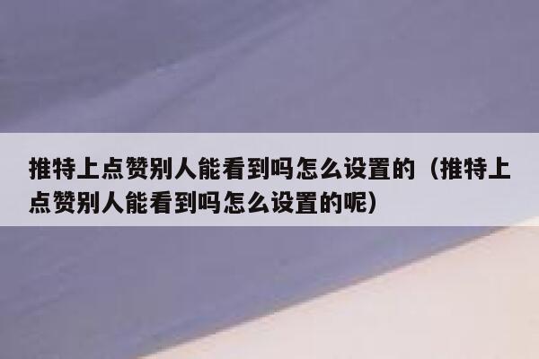 推特上点赞别人能看到吗怎么设置的（推特上点赞别人能看到吗怎么设置的呢） 第1张