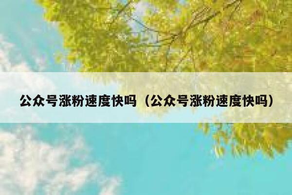 公众号涨粉速度快吗（公众号涨粉速度快吗） 第1张