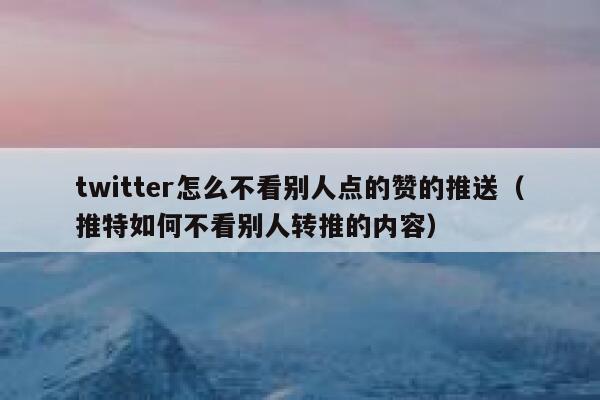 twitter怎么不看别人点的赞的推送（推特如何不看别人转推的内容） 第1张