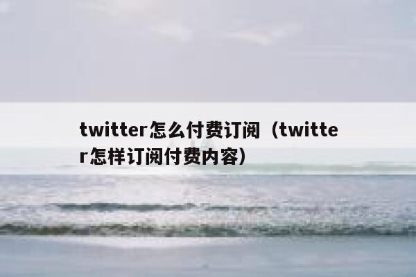 twitter怎么付费订阅（twitter怎样订阅付费内容） 第1张
