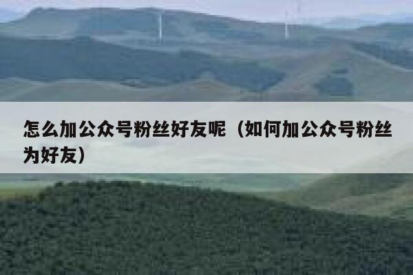 怎么加公众号粉丝好友呢（如何加公众号粉丝为好友） 第1张