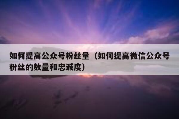 如何提高公众号粉丝量（如何提高微信公众号粉丝的数量和忠诚度） 第1张