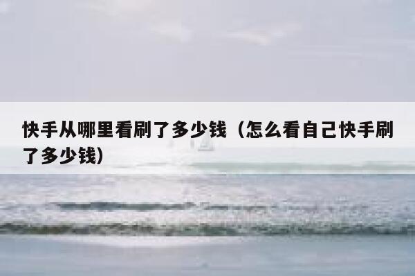 快手从哪里看刷了多少钱（怎么看自己快手刷了多少钱） 第1张