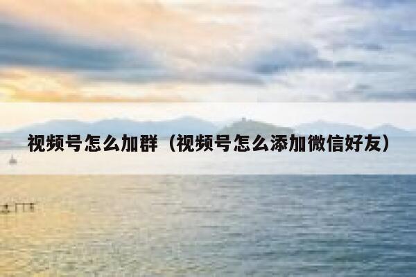 视频号怎么加群（视频号怎么添加微信好友） 第1张