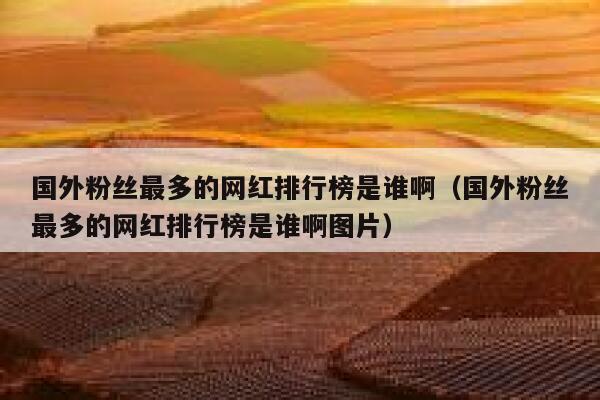 国外粉丝最多的网红排行榜是谁啊（国外粉丝最多的网红排行榜是谁啊图片） 第1张