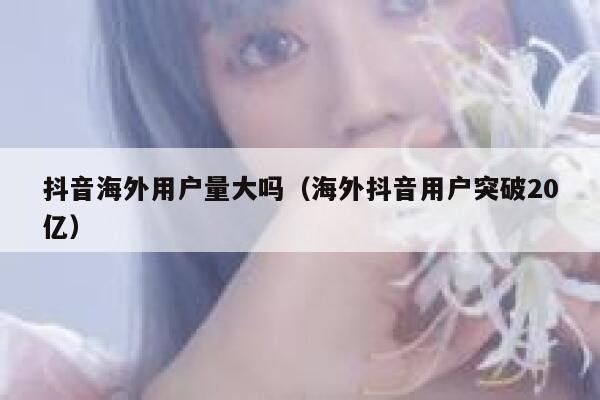 抖音海外用户量大吗（海外抖音用户突破20亿） 第1张