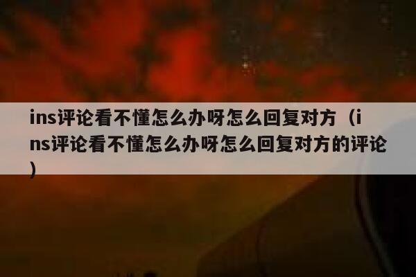 ins评论看不懂怎么办呀怎么回复对方（ins评论看不懂怎么办呀怎么回复对方的评论） 第1张