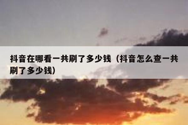 抖音在哪看一共刷了多少钱（抖音怎么查一共刷了多少钱） 第1张