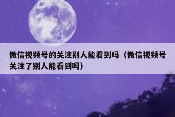 微信视频号的关注别人能看到吗（微信视频号关注了别人能看到吗） 第1张
