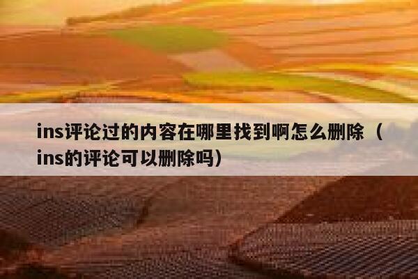 ins评论过的内容在哪里找到啊怎么删除（ins的评论可以删除吗） 第1张
