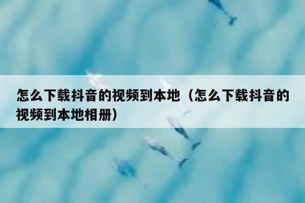 怎么下载抖音的视频到本地（怎么下载抖音的视频到本地相册） 第1张