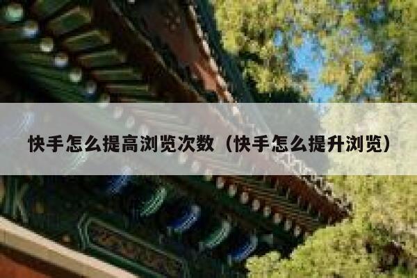 快手怎么提高浏览次数（快手怎么提升浏览） 第1张