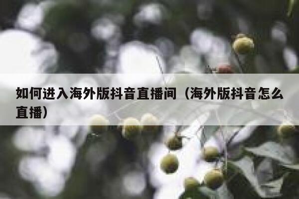 如何进入海外版抖音直播间（海外版抖音怎么直播） 第1张