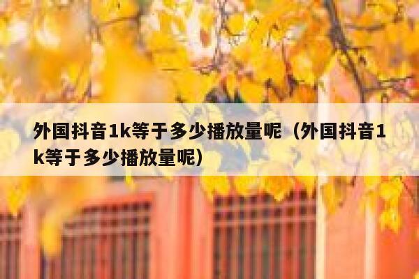 外国抖音1k等于多少播放量呢（外国抖音1k等于多少播放量呢） 第1张