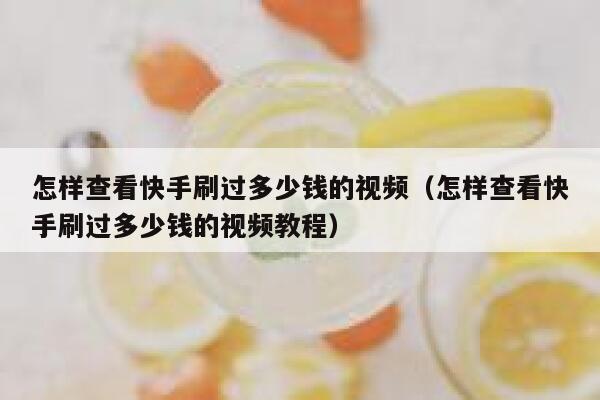 怎样查看快手刷过多少钱的视频（怎样查看快手刷过多少钱的视频教程） 第1张