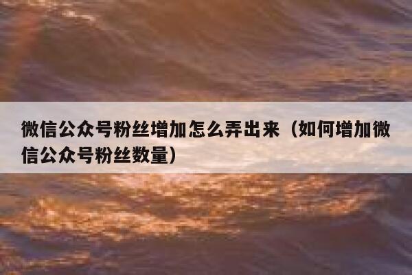微信公众号粉丝增加怎么弄出来（如何增加微信公众号粉丝数量） 第1张
