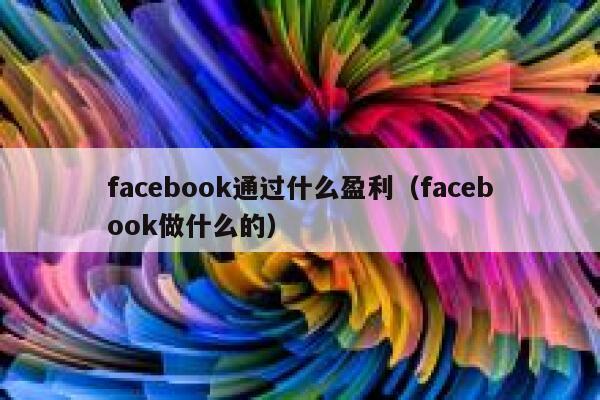 facebook通过什么盈利（facebook做什么的） 第1张