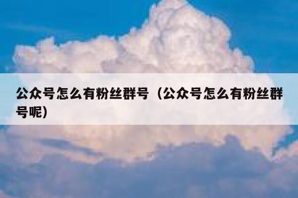 公众号怎么有粉丝群号（公众号怎么有粉丝群号呢） 第1张