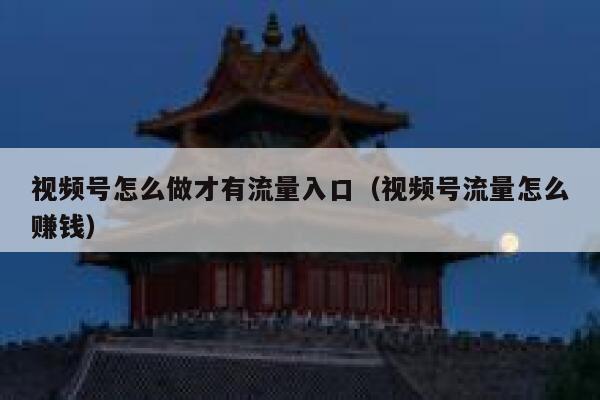 视频号怎么做才有流量入口（视频号流量怎么赚钱） 第1张