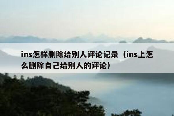 ins怎样删除给别人评论记录（ins上怎么删除自己给别人的评论） 第1张