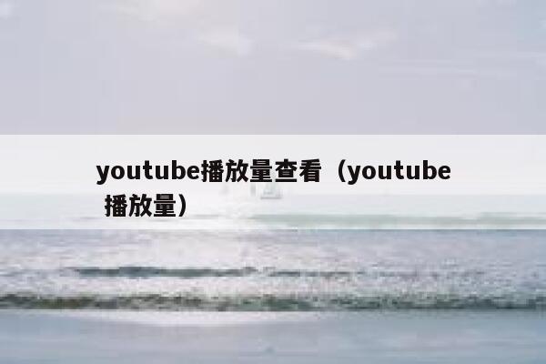 youtube播放量查看（youtube 播放量） 第1张