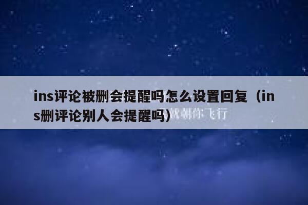 ins评论被删会提醒吗怎么设置回复（ins删评论别人会提醒吗） 第1张