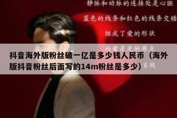 抖音海外版粉丝破一亿是多少钱人民币（海外版抖音粉丝后面写的14m粉丝是多少） 第1张
