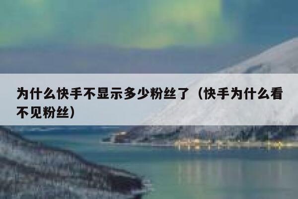 为什么快手不显示多少粉丝了（快手为什么看不见粉丝） 第1张