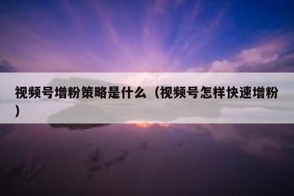 视频号增粉策略是什么（视频号怎样快速增粉） 第1张