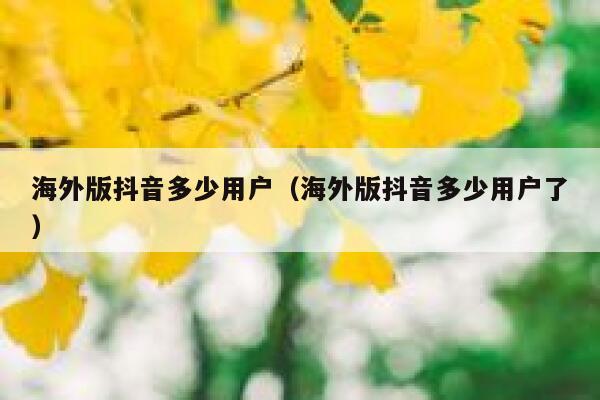 海外版抖音多少用户（海外版抖音多少用户了） 第1张