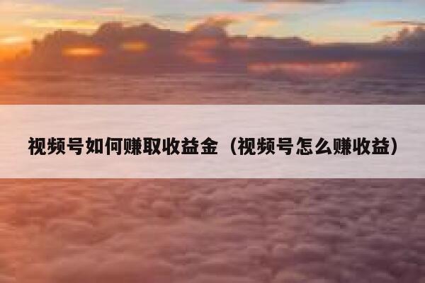 视频号如何赚取收益金（视频号怎么赚收益） 第1张