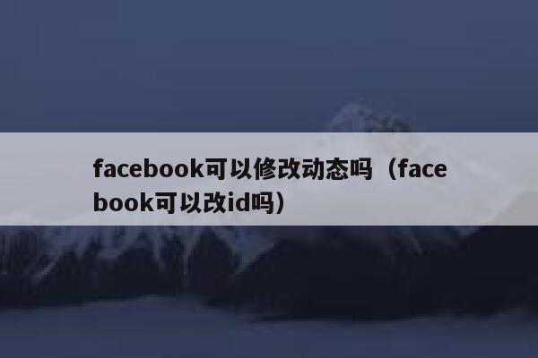 facebook可以修改动态吗（facebook可以改id吗） 第1张