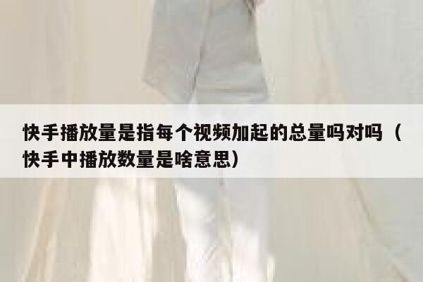 快手播放量是指每个视频加起的总量吗对吗（快手中播放数量是啥意思） 第1张