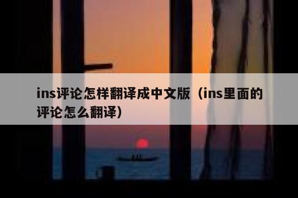 ins评论怎样翻译成中文版（ins里面的评论怎么翻译） 第1张