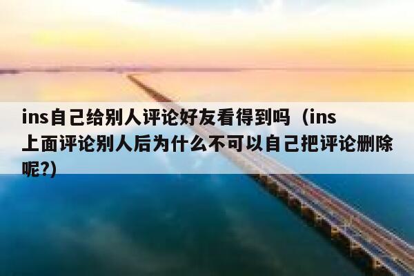 ins自己给别人评论好友看得到吗（ins上面评论别人后为什么不可以自己把评论删除呢?） 第1张